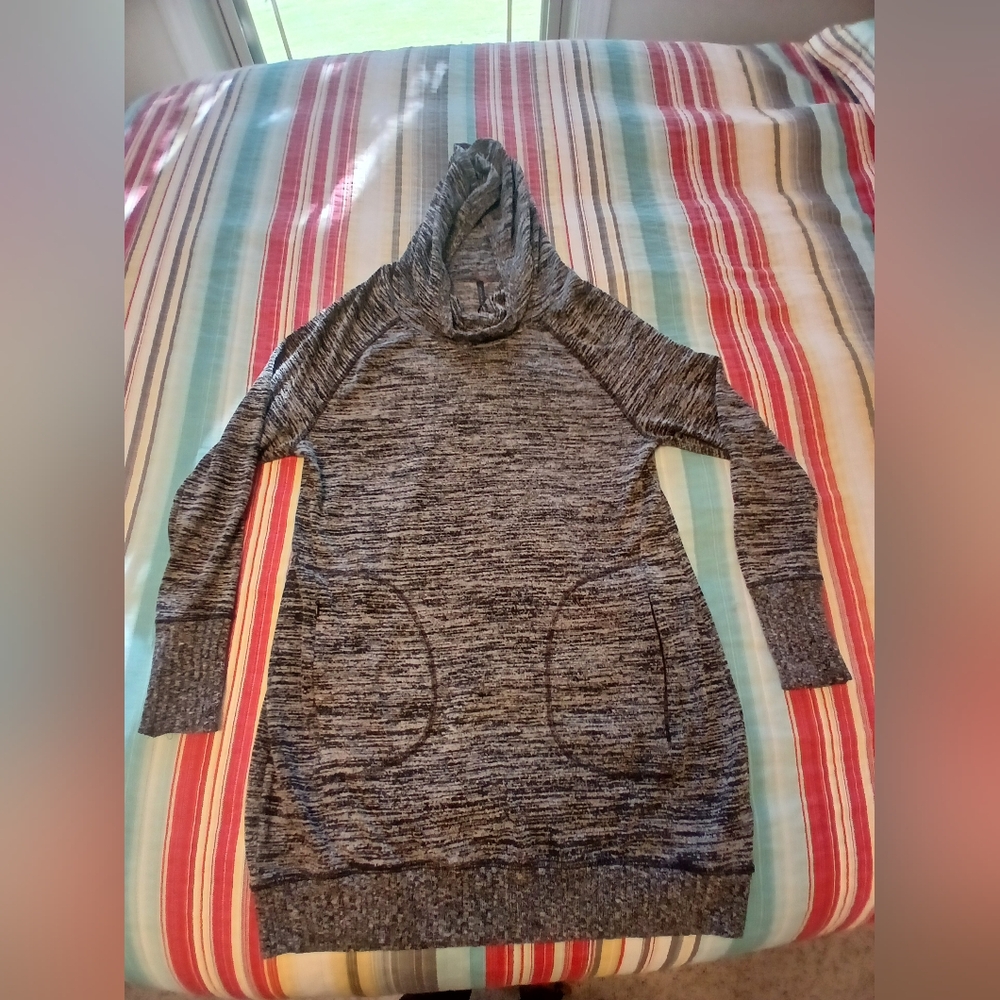 Gray Cowl Neck Sweater Dress